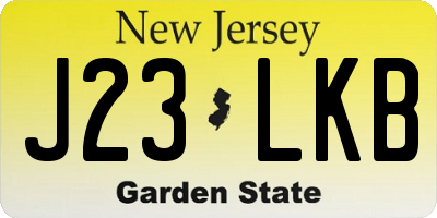NJ license plate J23LKB