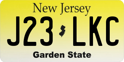 NJ license plate J23LKC