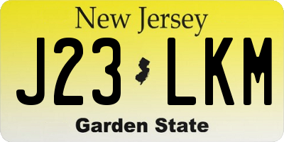 NJ license plate J23LKM