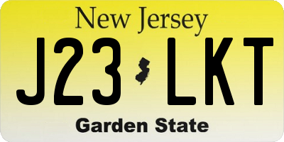 NJ license plate J23LKT