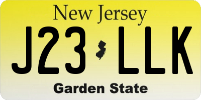 NJ license plate J23LLK