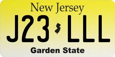 NJ license plate J23LLL