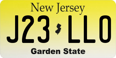 NJ license plate J23LLO