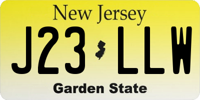 NJ license plate J23LLW