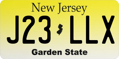 NJ license plate J23LLX