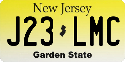 NJ license plate J23LMC