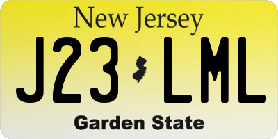 NJ license plate J23LML