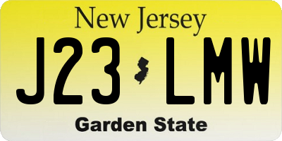 NJ license plate J23LMW