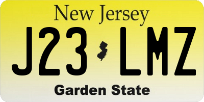 NJ license plate J23LMZ