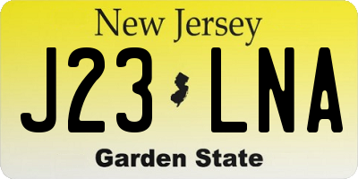 NJ license plate J23LNA