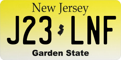 NJ license plate J23LNF