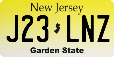NJ license plate J23LNZ