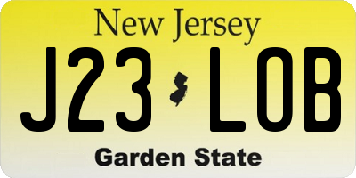 NJ license plate J23LOB