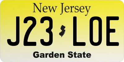 NJ license plate J23LOE