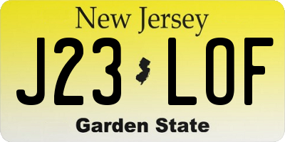 NJ license plate J23LOF