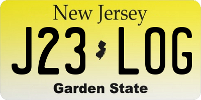 NJ license plate J23LOG