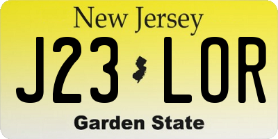 NJ license plate J23LOR
