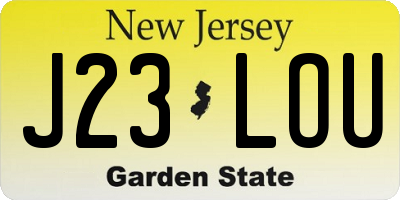 NJ license plate J23LOU