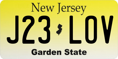 NJ license plate J23LOV