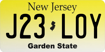 NJ license plate J23LOY