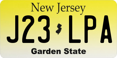 NJ license plate J23LPA