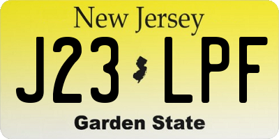 NJ license plate J23LPF