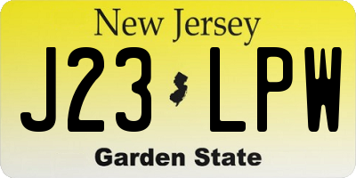 NJ license plate J23LPW
