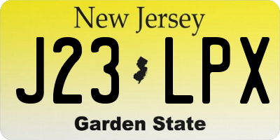 NJ license plate J23LPX