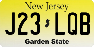 NJ license plate J23LQB
