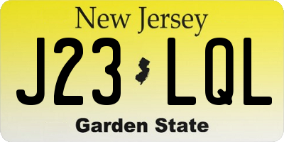 NJ license plate J23LQL