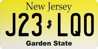 NJ license plate J23LQO