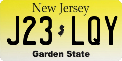 NJ license plate J23LQY