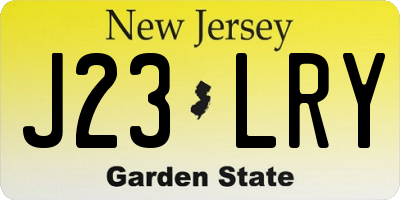 NJ license plate J23LRY