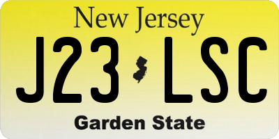 NJ license plate J23LSC