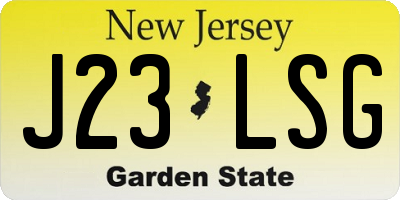 NJ license plate J23LSG