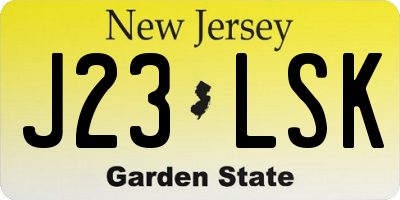 NJ license plate J23LSK