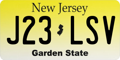 NJ license plate J23LSV