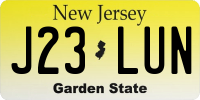NJ license plate J23LUN