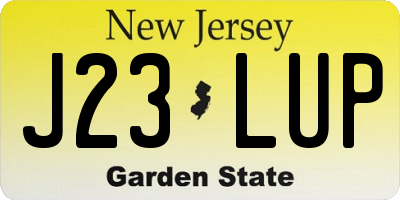 NJ license plate J23LUP