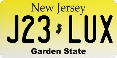 NJ license plate J23LUX