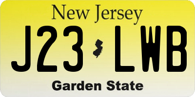 NJ license plate J23LWB