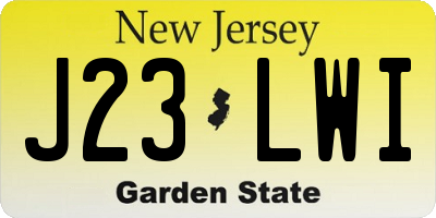 NJ license plate J23LWI