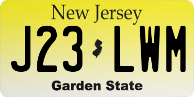 NJ license plate J23LWM