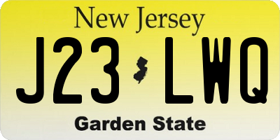 NJ license plate J23LWQ