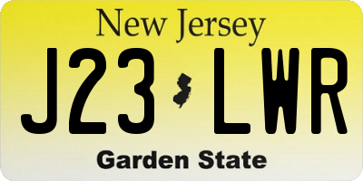 NJ license plate J23LWR