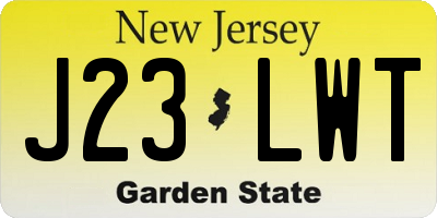NJ license plate J23LWT