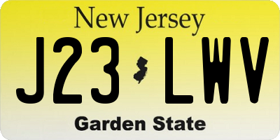 NJ license plate J23LWV