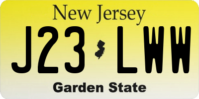 NJ license plate J23LWW