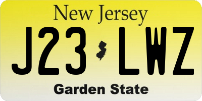 NJ license plate J23LWZ
