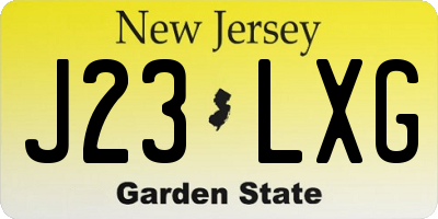 NJ license plate J23LXG